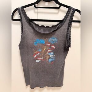 70s vintage Harley-Davidson lace trim tank top